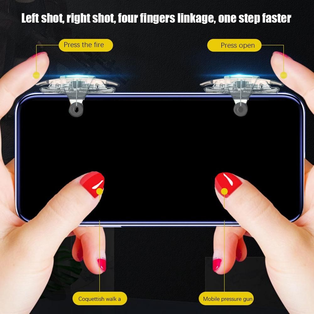 Metal Button Joystick Gamepad+4XFinger Sleeves Grip Game Controller Mobile Phone Back Clip Gamepad for Iphone Android