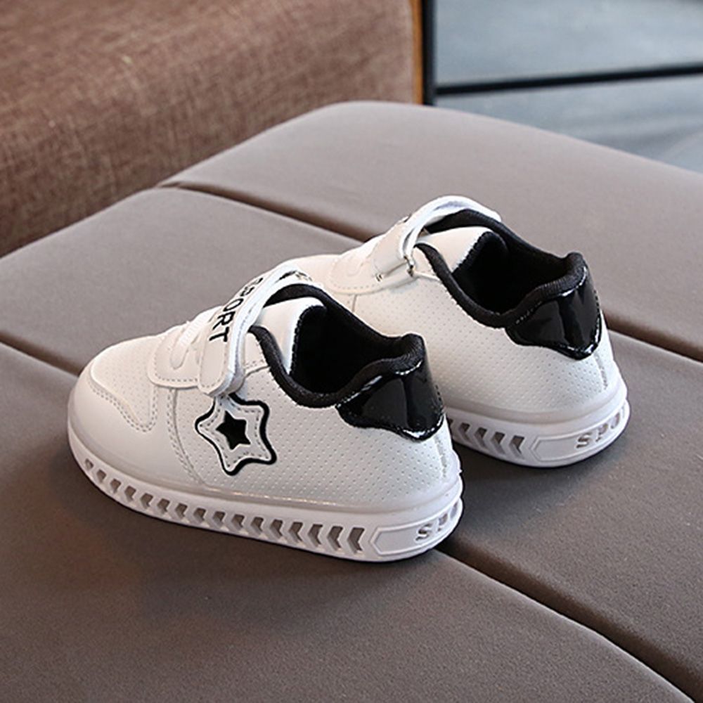 Children's Luminous Sports Shoes White Star Student Baby Toddler Sneakers Black