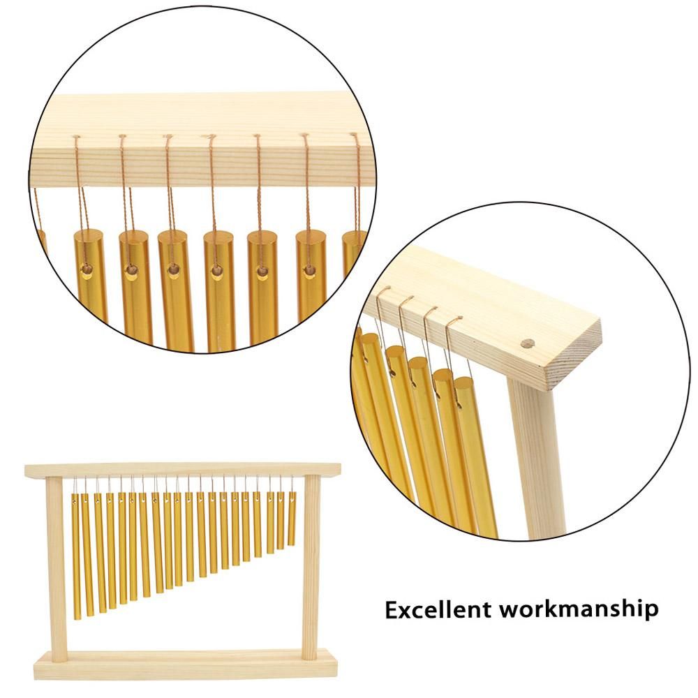 20-Tone Table Top Bar Chimes 20 Bars Single-row Musical Percussion Instrument With Wood Stand Stick