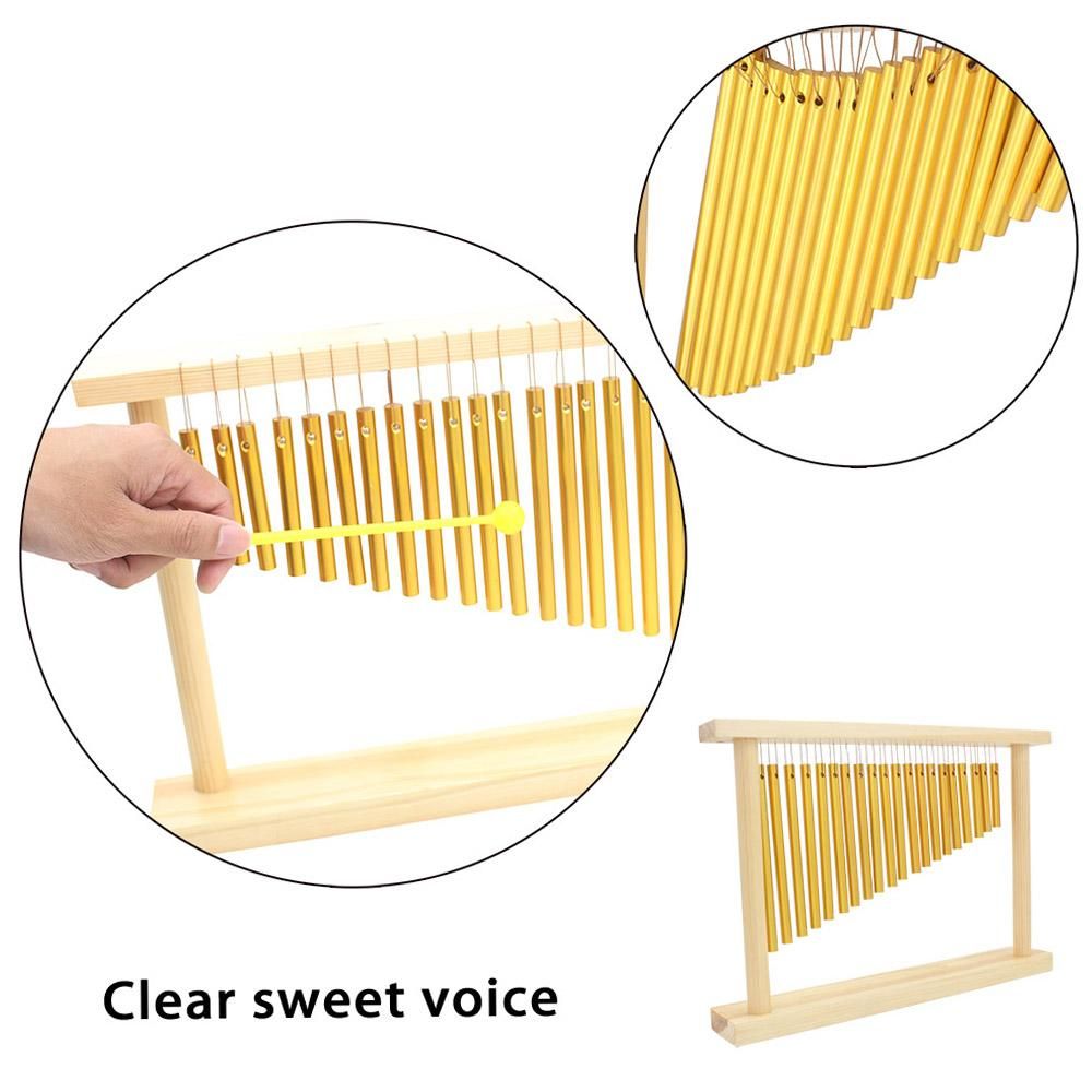 20-Tone Table Top Bar Chimes 20 Bars Single-row Musical Percussion Instrument With Wood Stand Stick
