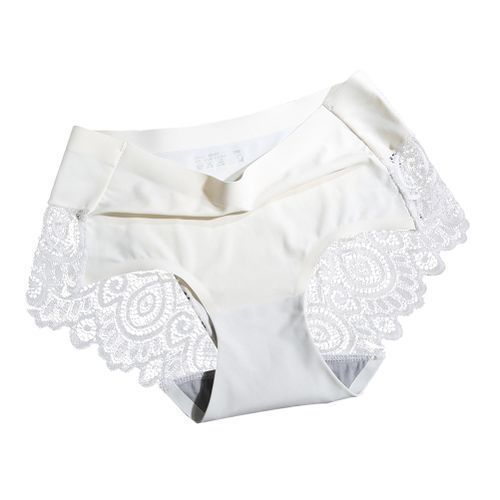 Women Sexy Stylish Ultra-thin Seamless Breathable Stretchy Lace Briefs-White