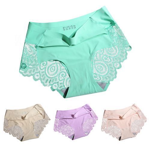 Women Sexy Stylish Ultra-thin Seamless Breathable Stretchy Lace Briefs-White