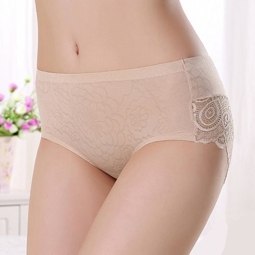 Women Sexy Stylish Ultra-thin Seamless Breathable Stretchy Lace Briefs-White