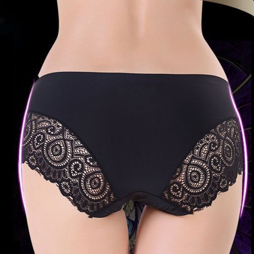 Women Sexy Stylish Ultra-thin Seamless Breathable Stretchy Lace Briefs-White
