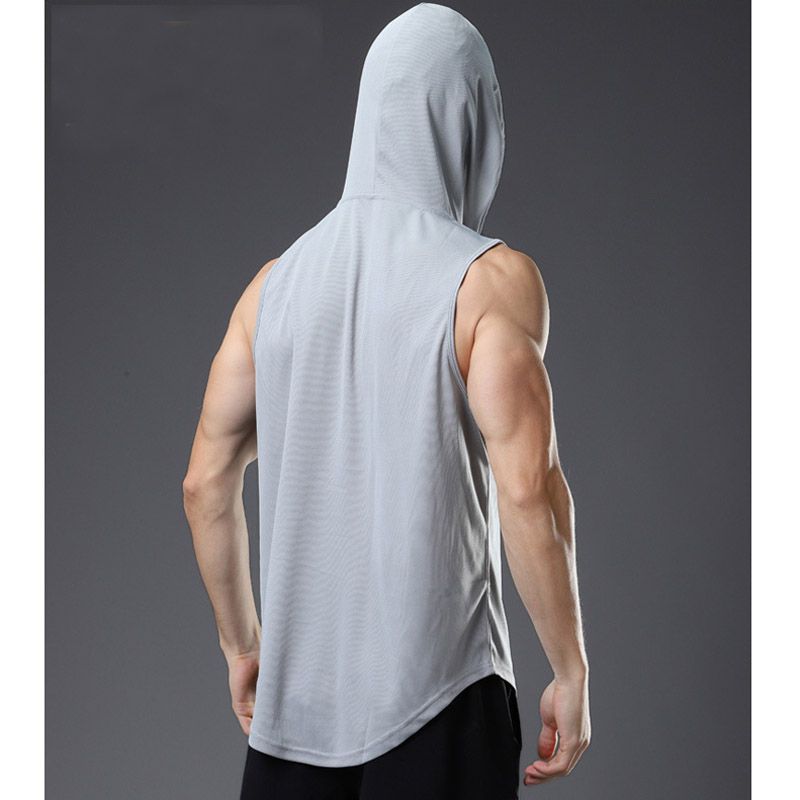 Men's Training Sports Vest Workout Fitness Hooded Tank Tops