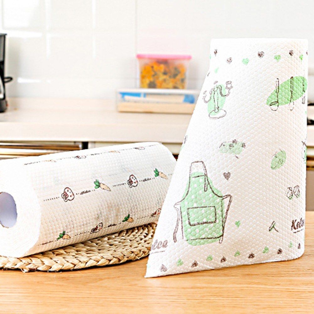 50Pcs/Roll Dry And Wet Non-woven Dishcloth Printing Paper
