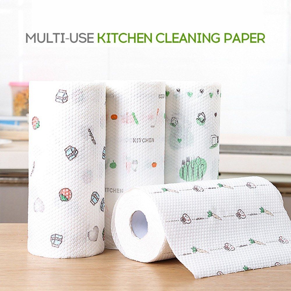 50Pcs/Roll Dry And Wet Non-woven Dishcloth Printing Paper