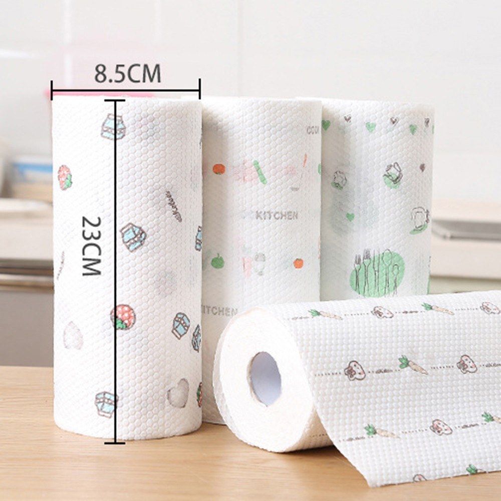 50Pcs/Roll Dry And Wet Non-woven Dishcloth Printing Paper