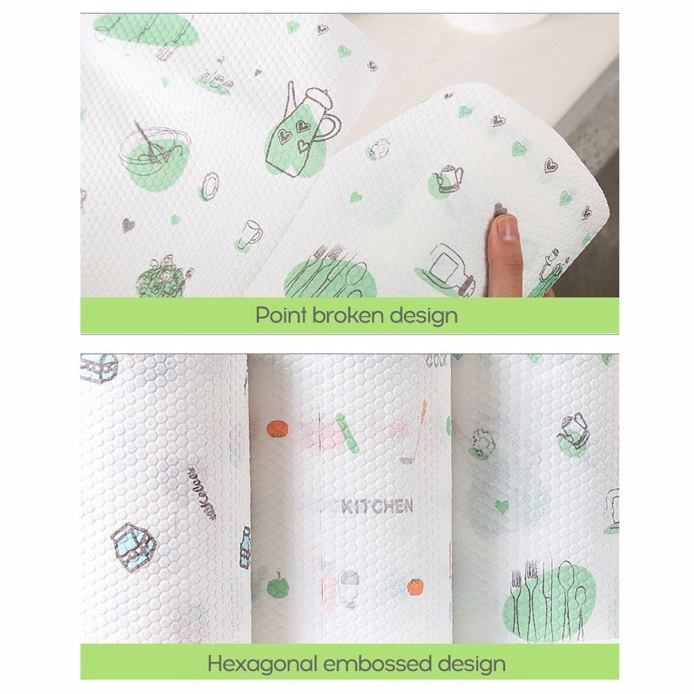 50Pcs/Roll Dry And Wet Non-woven Dishcloth Printing Paper