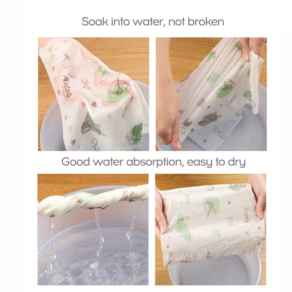 50Pcs/Roll Dry And Wet Non-woven Dishcloth Printing Paper
