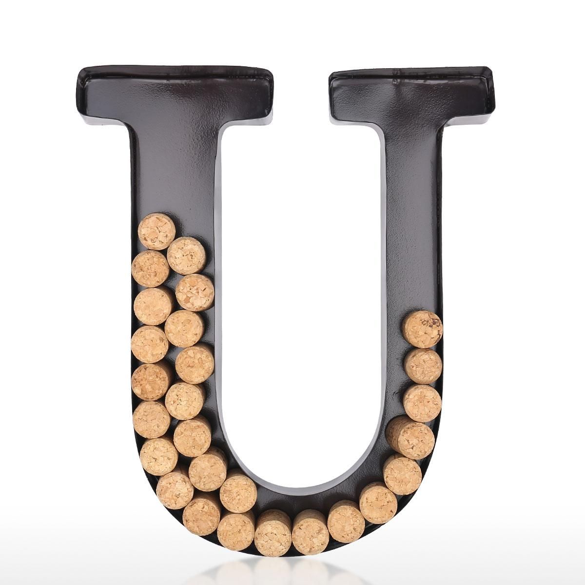 Letter U Cork Holder Wall Art Cork Box Wall Mounted Cork Collector Decorative Wall Letter
