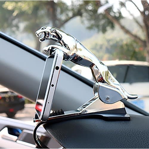 Leopard Form Dashboard Phone Holder - Silver