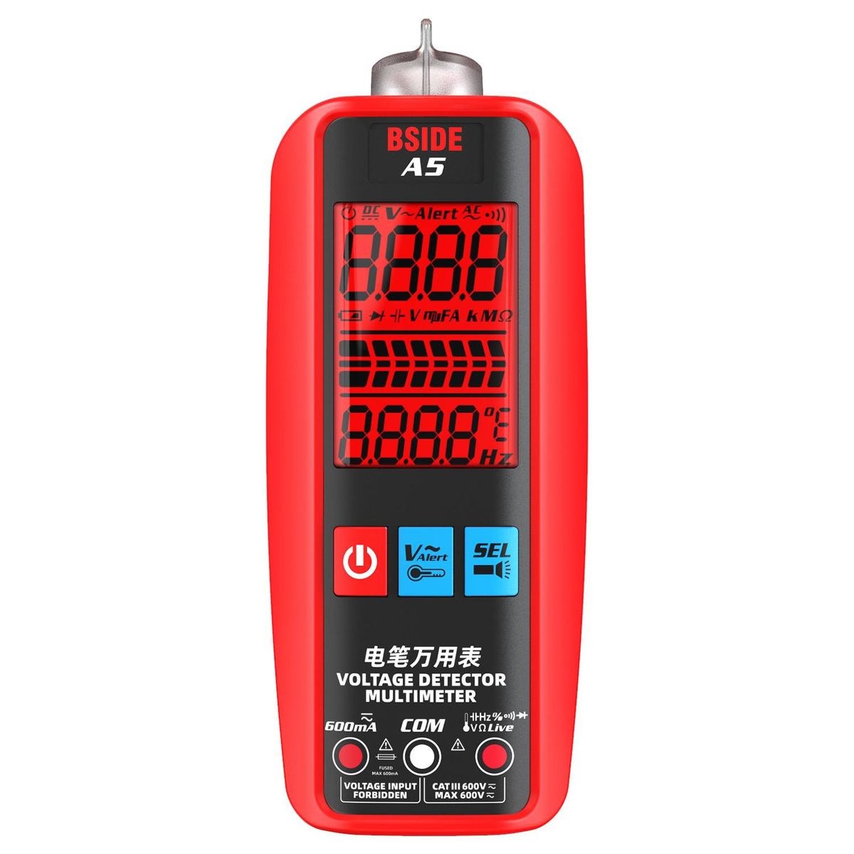 BSIDE Digital Smart Multimeter Measurement Test Meter Temp Detector Multitester 3-Results Display Current Tester VFC V-Alert Live Wire Capacitor Ohm Diode Hz Voltage Meter
