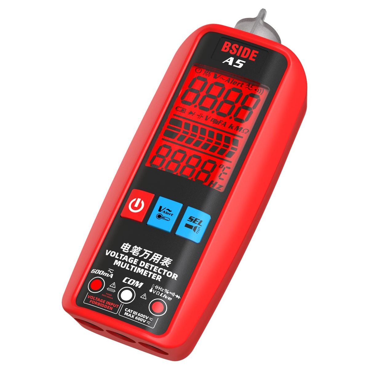 BSIDE Digital Smart Multimeter Measurement Test Meter Temp Detector Multitester 3-Results Display Current Tester VFC V-Alert Live Wire Capacitor Ohm Diode Hz Voltage Meter