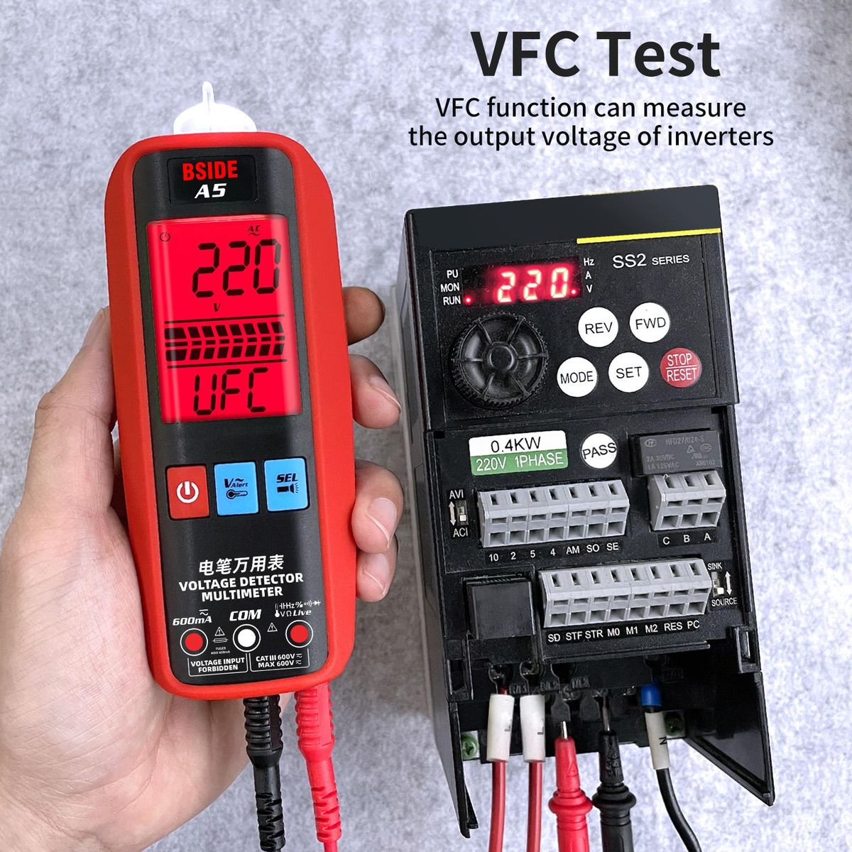 BSIDE Digital Smart Multimeter Measurement Test Meter Temp Detector Multitester 3-Results Display Current Tester VFC V-Alert Live Wire Capacitor Ohm Diode Hz Voltage Meter
