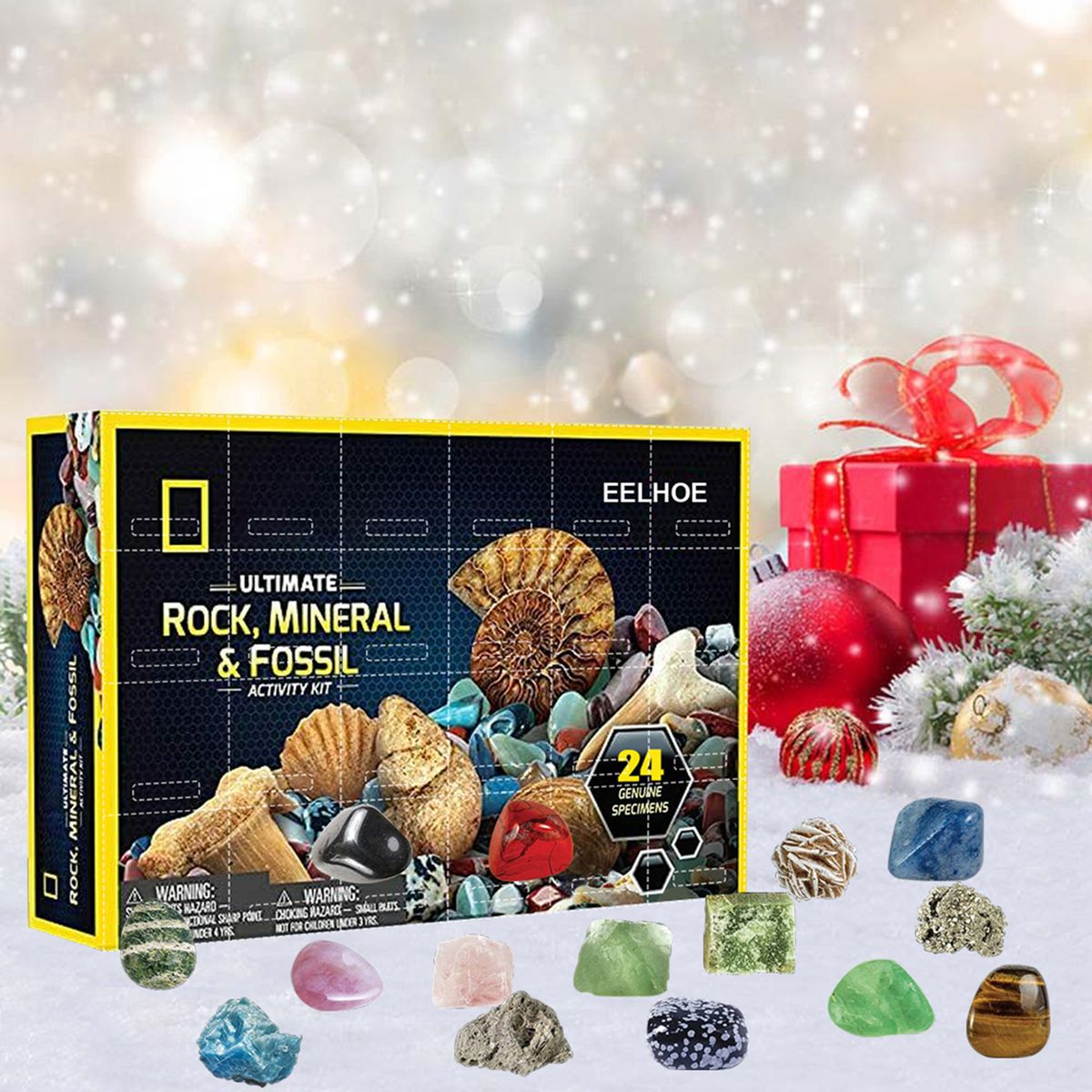 Christmas Mineral Gift Case Natural Ore Rock Mineral