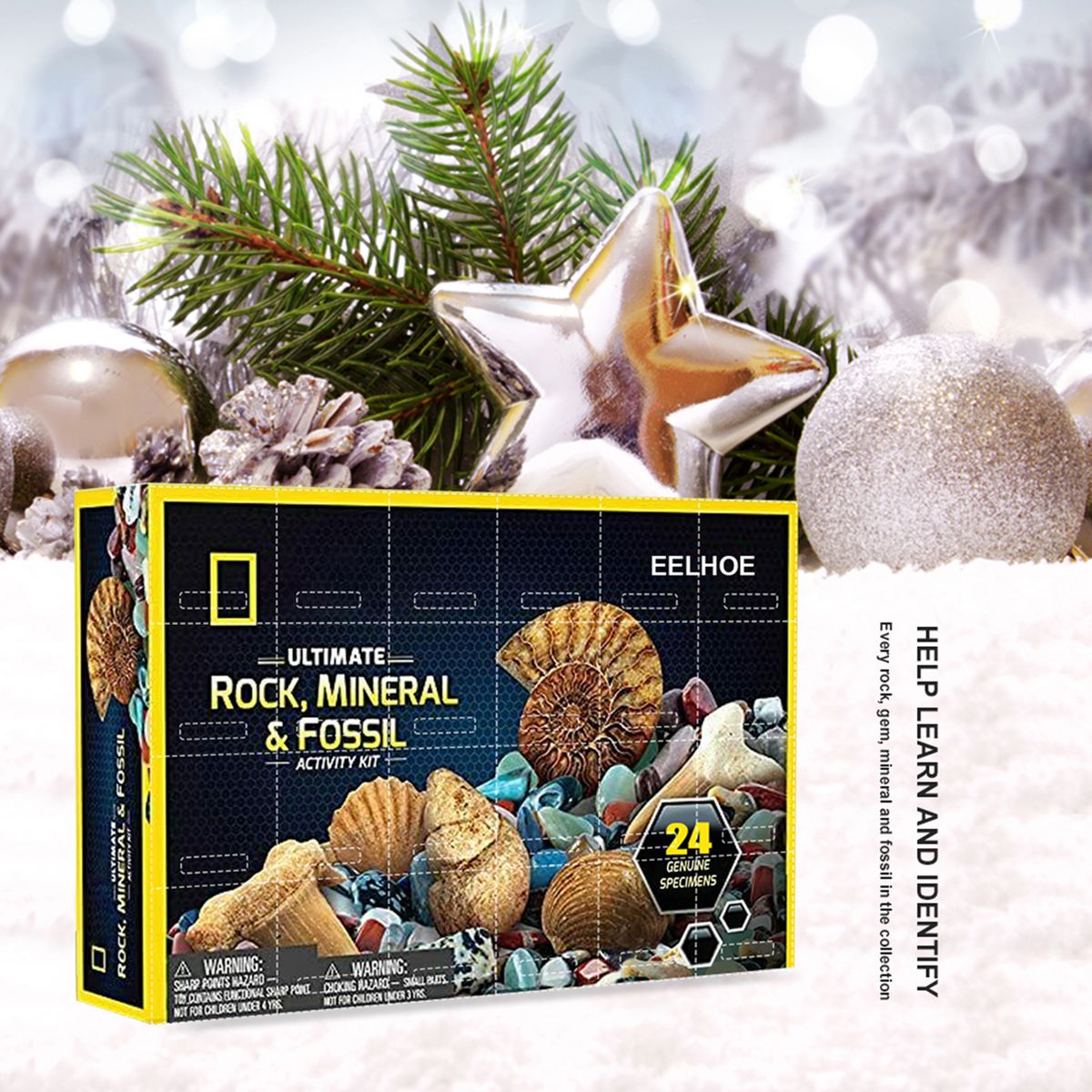 Christmas Mineral Gift Case Natural Ore Rock Mineral