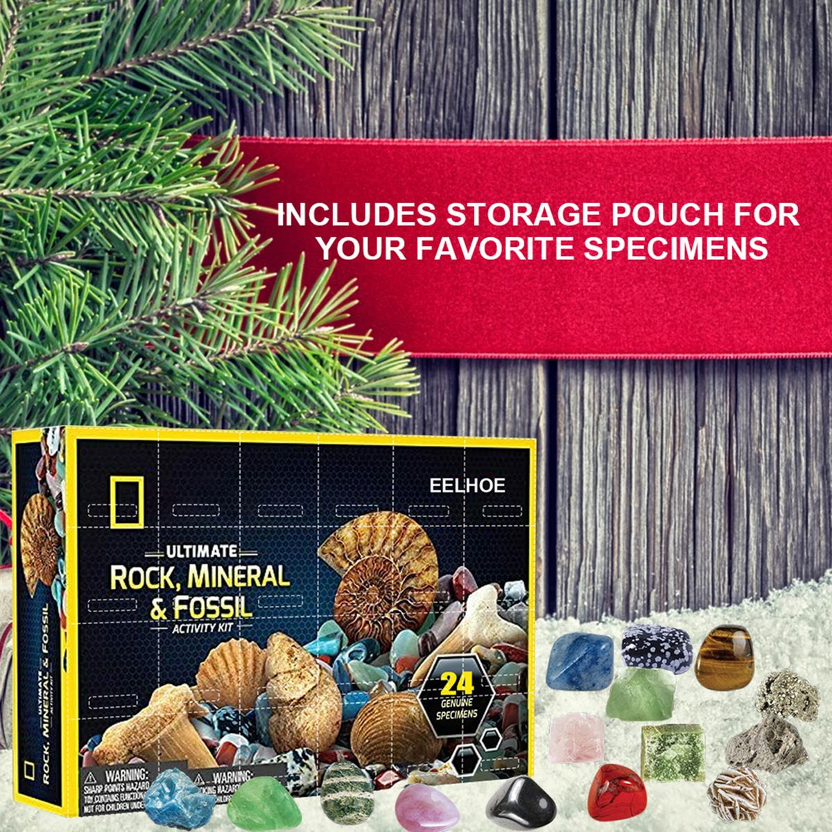 Christmas Mineral Gift Case Natural Ore Rock Mineral