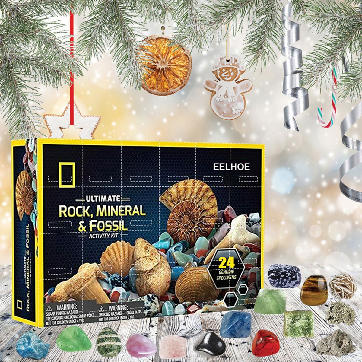 Christmas Mineral Gift Case Natural Ore Rock Mineral