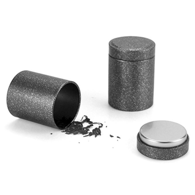 2Pcs Solid Color Tinplate Mini Tea Herb Stash Jar-Black