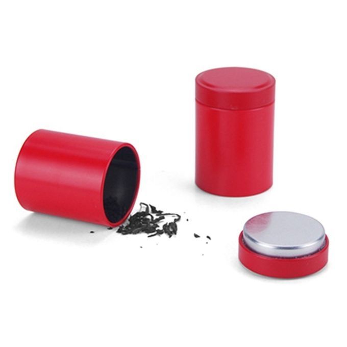 2Pcs Solid Color Tinplate Mini Tea Herb Stash Jar-Black