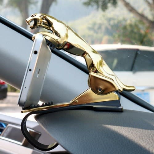 Leopard Form Dashboard Phone Holder - Gold