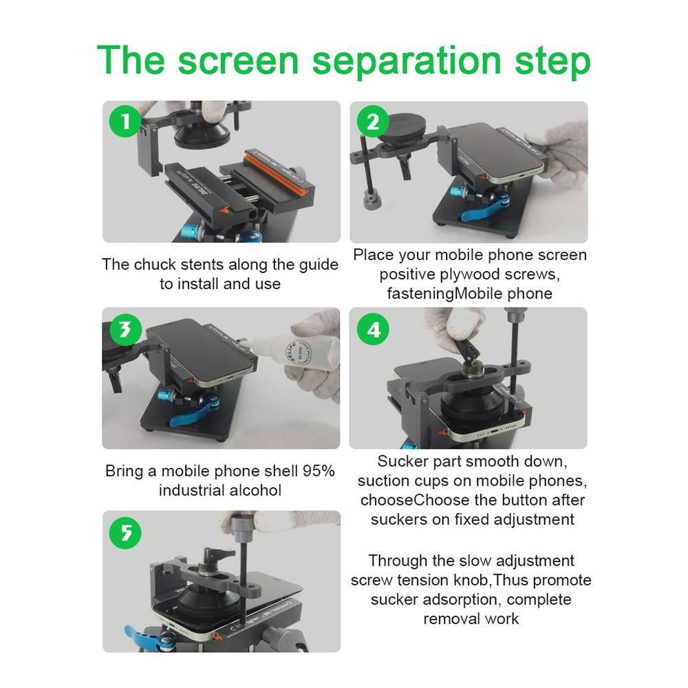 Universal Mobilephone LCD Screen Separator Heat-Free Screen Glass Rear Cover Separation Tool 360 ° Rotating Fixture Mobilephone Screen Separation Tool