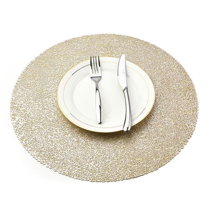 4Pcs Round Non-skid Coaster Table Bowl Dish Pad Mat-Golden