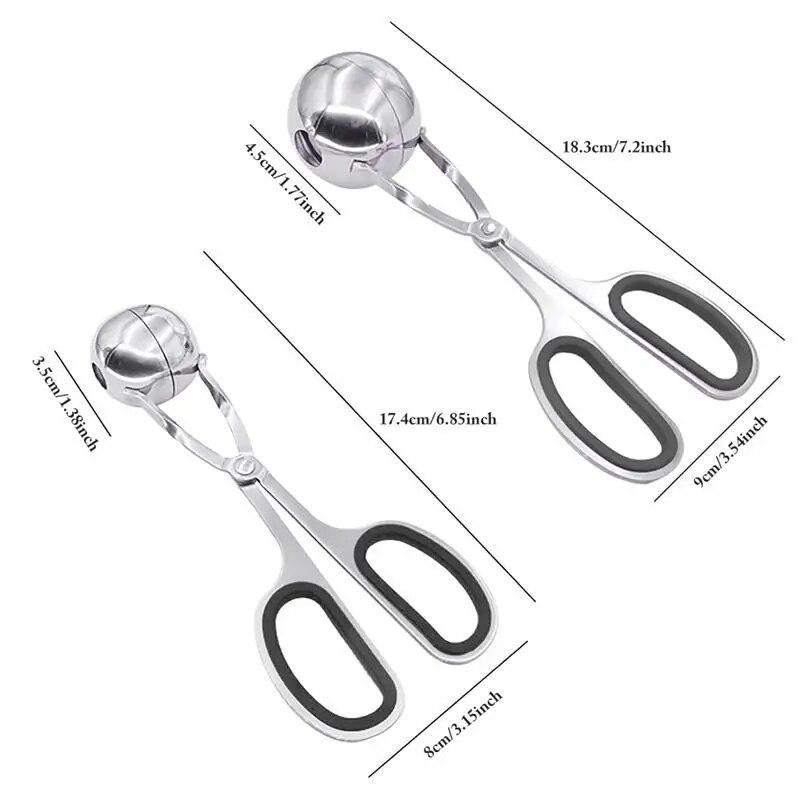 2 PCS Stainless Steel Meat Baller Tongs Cake Pop Meatball Maker Ice Tongs Cookie Dough Scoop for Kitchen