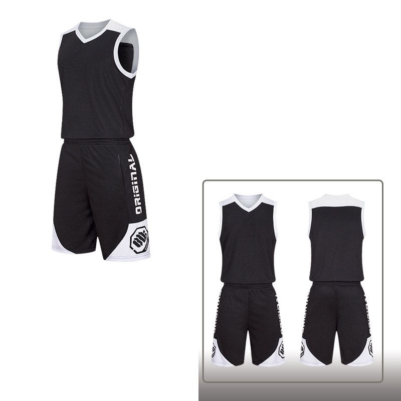 Adult Kids Training Jerseys Set,Sport Basketball Set（Black）