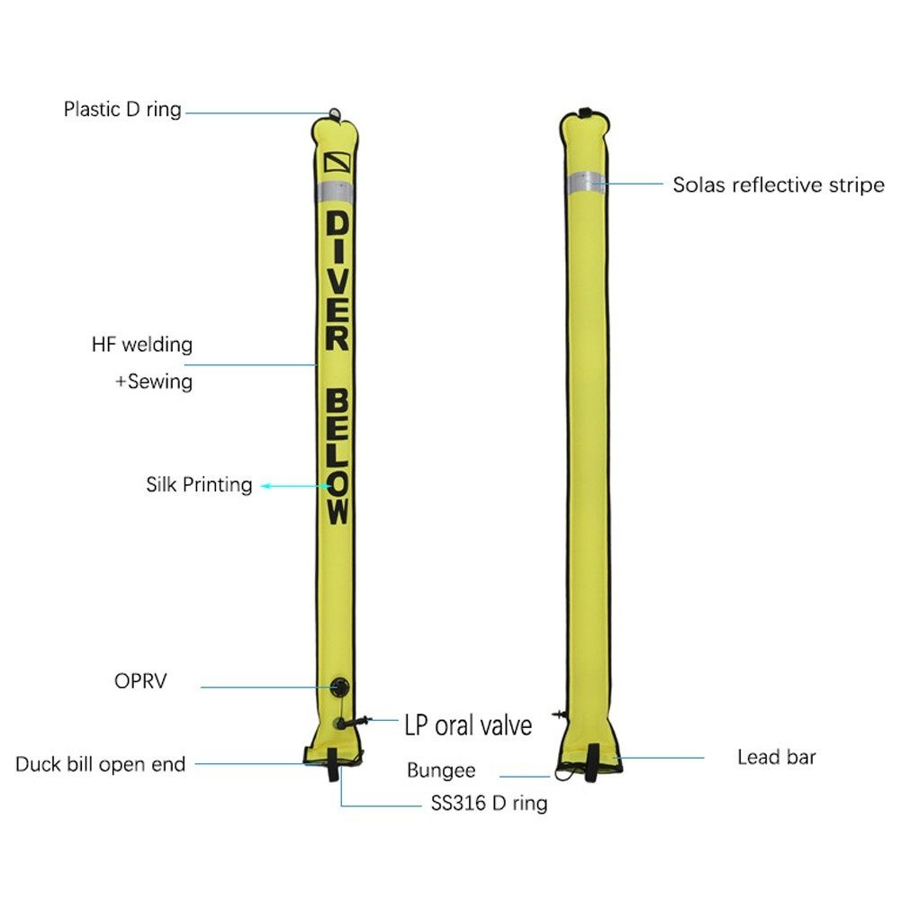 1.5M  Colorful Visible Inflatable Signal Tube Scuba Diving