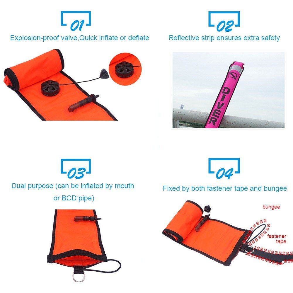 1.5M  Colorful Visible Inflatable Signal Tube Scuba Diving