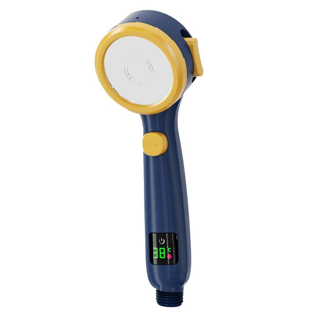 Temperature Display Shower Head Handheld No Charging Required Bathroom High Pressure Water Saving 4 Modes Shower Head -4