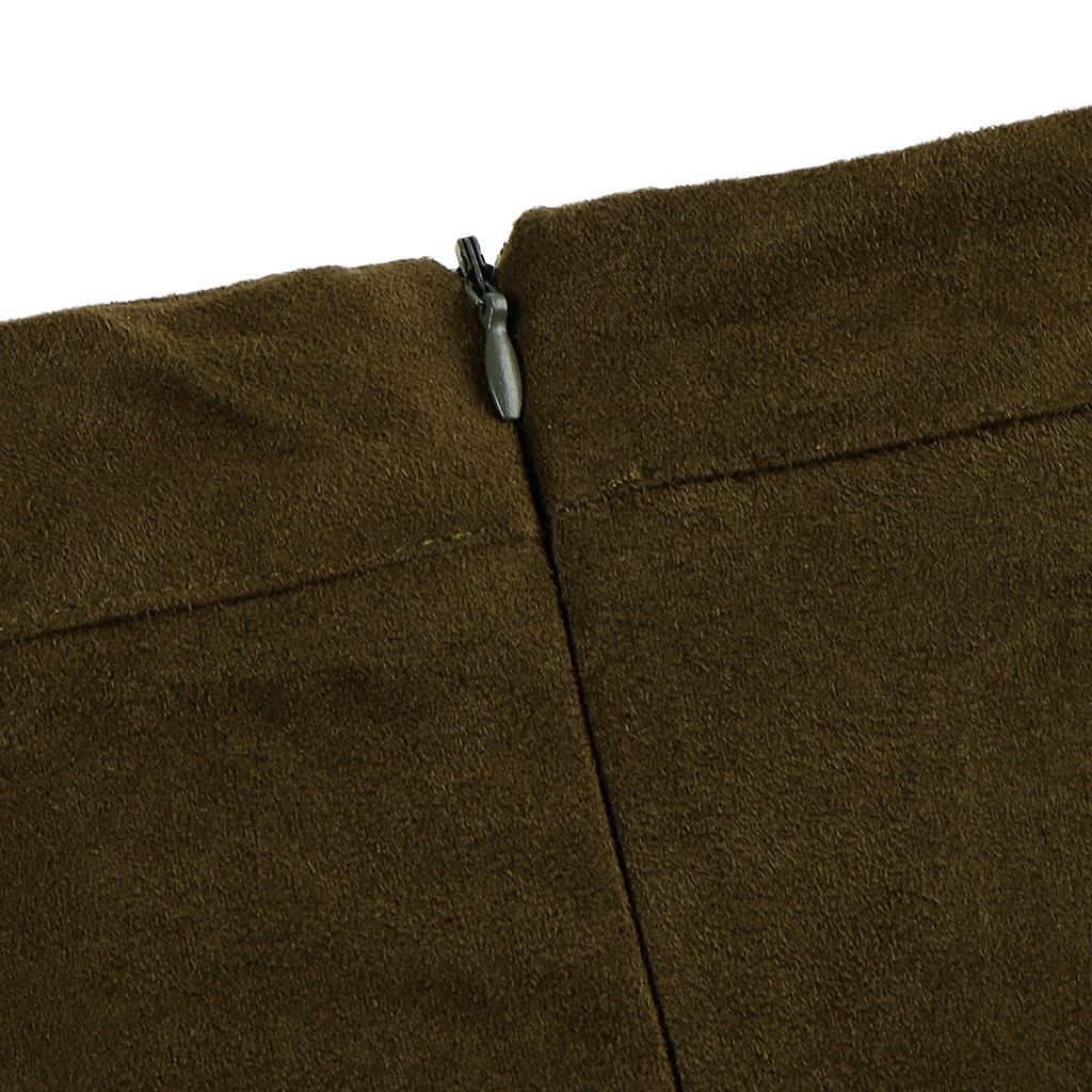 High Waist Lace Up Suede Slim Mini Skirt Short Bodycon A Dark Green M