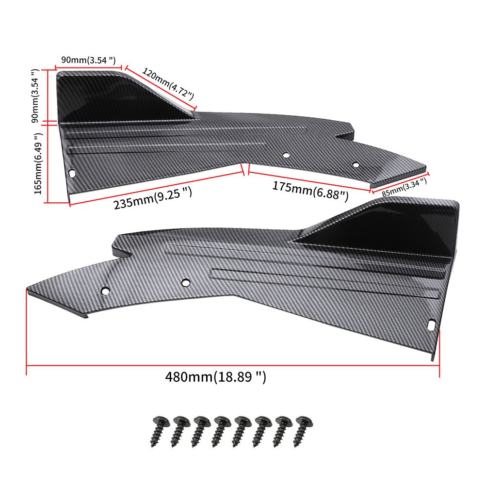 Rear Bumper Lip Splitter Carbon Fiber Universal Car Side