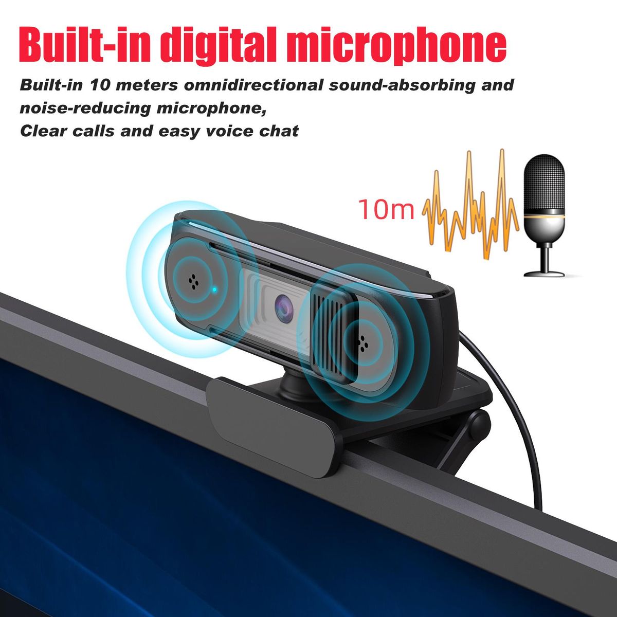 HXSJ S2 USB Webcam 2.5K PC 5MP Webcam with AF Light Correction and Dual Mics for Video, Teaching with Privacy Cover Black