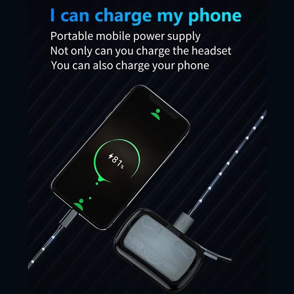 Q32 Wireless Earphones BT5.1 In-ear Earbuds with LED Digital Display/Smart Noise Reduction/HIFI Sound/IPX7 Waterproof/14mm Dynamic Driver Sports Headphones Compatible with iOS Android