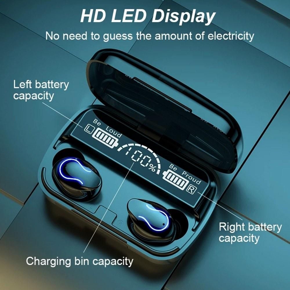 Q32 Wireless Earphones BT5.1 In-ear Earbuds with LED Digital Display/Smart Noise Reduction/HIFI Sound/IPX7 Waterproof/14mm Dynamic Driver Sports Headphones Compatible with iOS Android