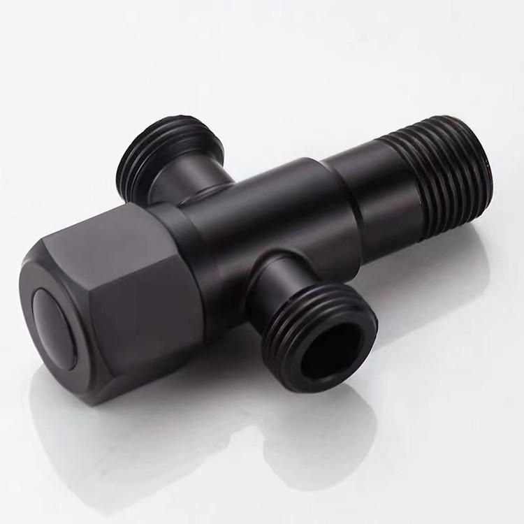 20mm Interface Stainless Steel One In And Two Out Triangular Valve Black.