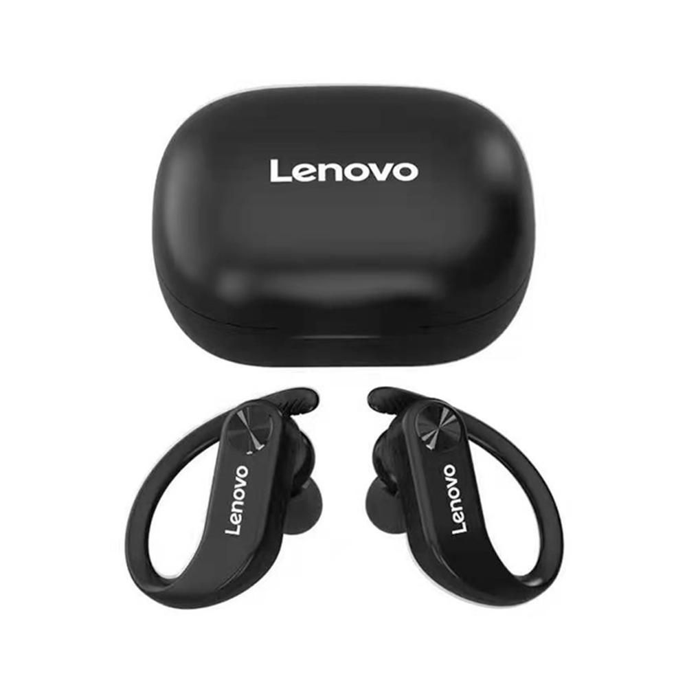 Lenovo LivePods LP7 Ear-hook Headphones BT 5.0 Wireless Earphones with 14mm Driver/Noise Canceling MIC/IPX5 Waterproof/400mAh & LED Power Display Handfree Sport Headsets with MIC for Gym Running Compatible with iOS Android