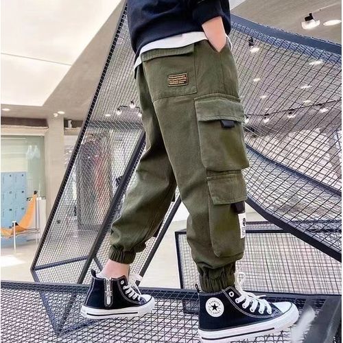 2 Pieces (Black+Green)3D Print Kids Boy Girls Children Pants Jeans Trousers