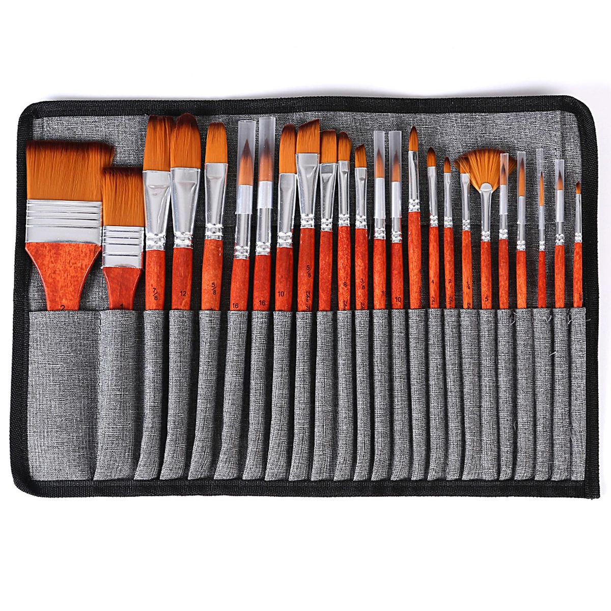 24PCS Paint Brushes Set Kit Artist Professional Paintbrush Round Brushes with Nylon Hair Red Retro Style Paintbrushes for Acrylic Aquarelle Watercolor Gouache Face Painting Great Art Drawing Supplies for Painter Students Begi
