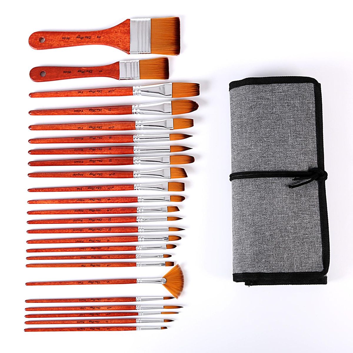 24PCS Paint Brushes Set Kit Artist Professional Paintbrush Round Brushes with Nylon Hair Red Retro Style Paintbrushes for Acrylic Aquarelle Watercolor Gouache Face Painting Great Art Drawing Supplies for Painter Students Begi