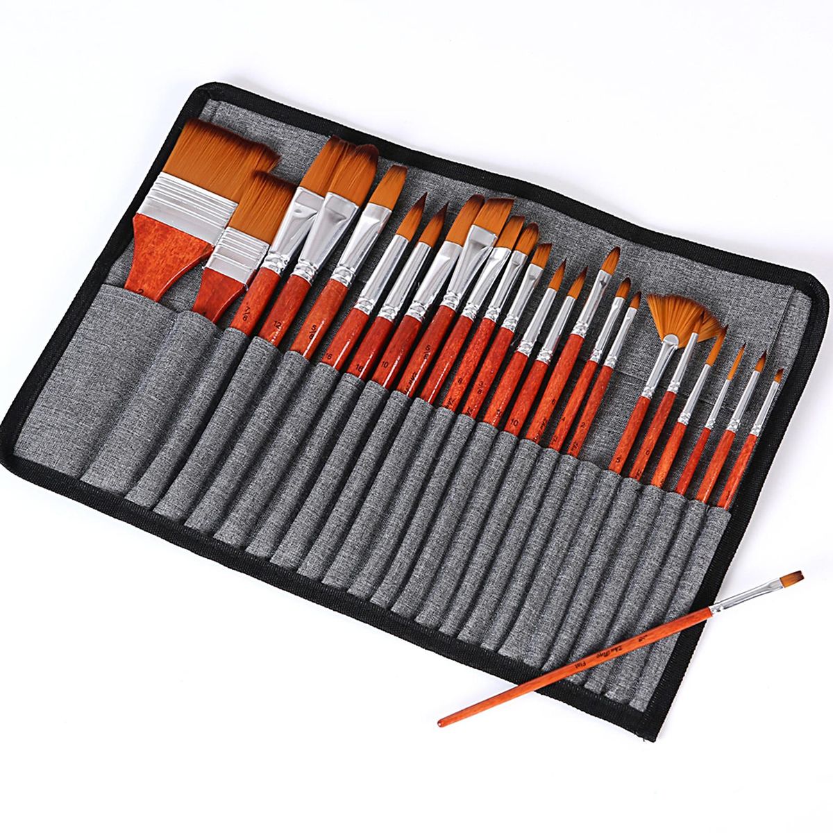 24PCS Paint Brushes Set Kit Artist Professional Paintbrush Round Brushes with Nylon Hair Red Retro Style Paintbrushes for Acrylic Aquarelle Watercolor Gouache Face Painting Great Art Drawing Supplies for Painter Students Begi