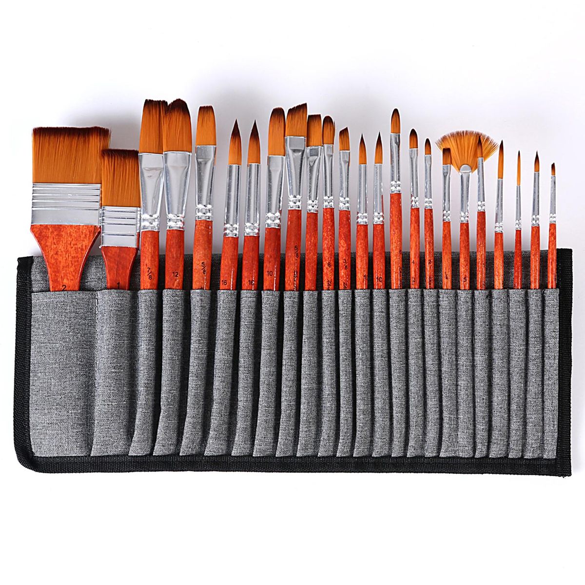 24PCS Paint Brushes Set Kit Artist Professional Paintbrush Round Brushes with Nylon Hair Red Retro Style Paintbrushes for Acrylic Aquarelle Watercolor Gouache Face Painting Great Art Drawing Supplies for Painter Students Begi