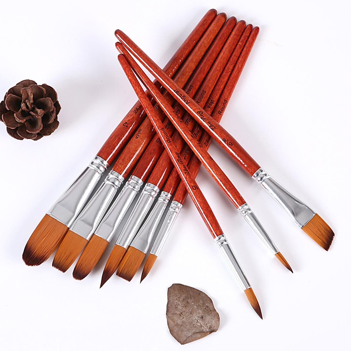 24PCS Paint Brushes Set Kit Artist Professional Paintbrush Round Brushes with Nylon Hair Red Retro Style Paintbrushes for Acrylic Aquarelle Watercolor Gouache Face Painting Great Art Drawing Supplies for Painter Students Begi