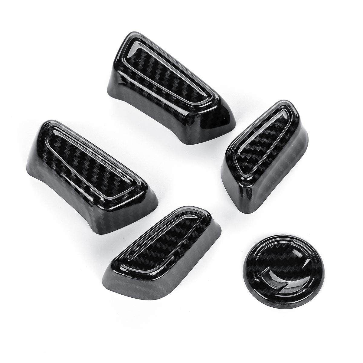 5pcs Car Seat Adjustment Knob Button Switch Cover Trim For TYT Camry 2018 Carbon Fiber Striae