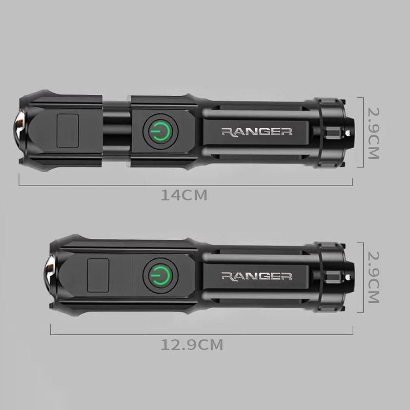 Portable Flashlight Strong Light High-power Rechargeable Zoom Outdoor LED Flashligh for Ford Ranger T6 Accessories