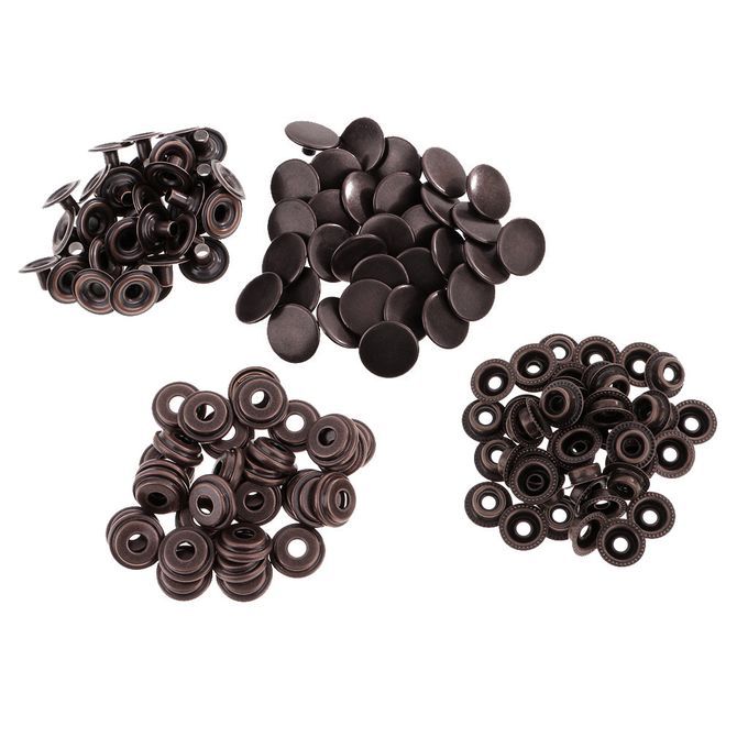 30 Sets Metal Snap Buttons Press Stud Popper Fasteners 15mm Grey Black