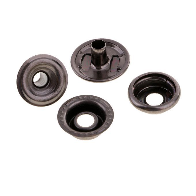 30 Sets Metal Snap Buttons Press Stud Popper Fasteners 15mm Grey Black